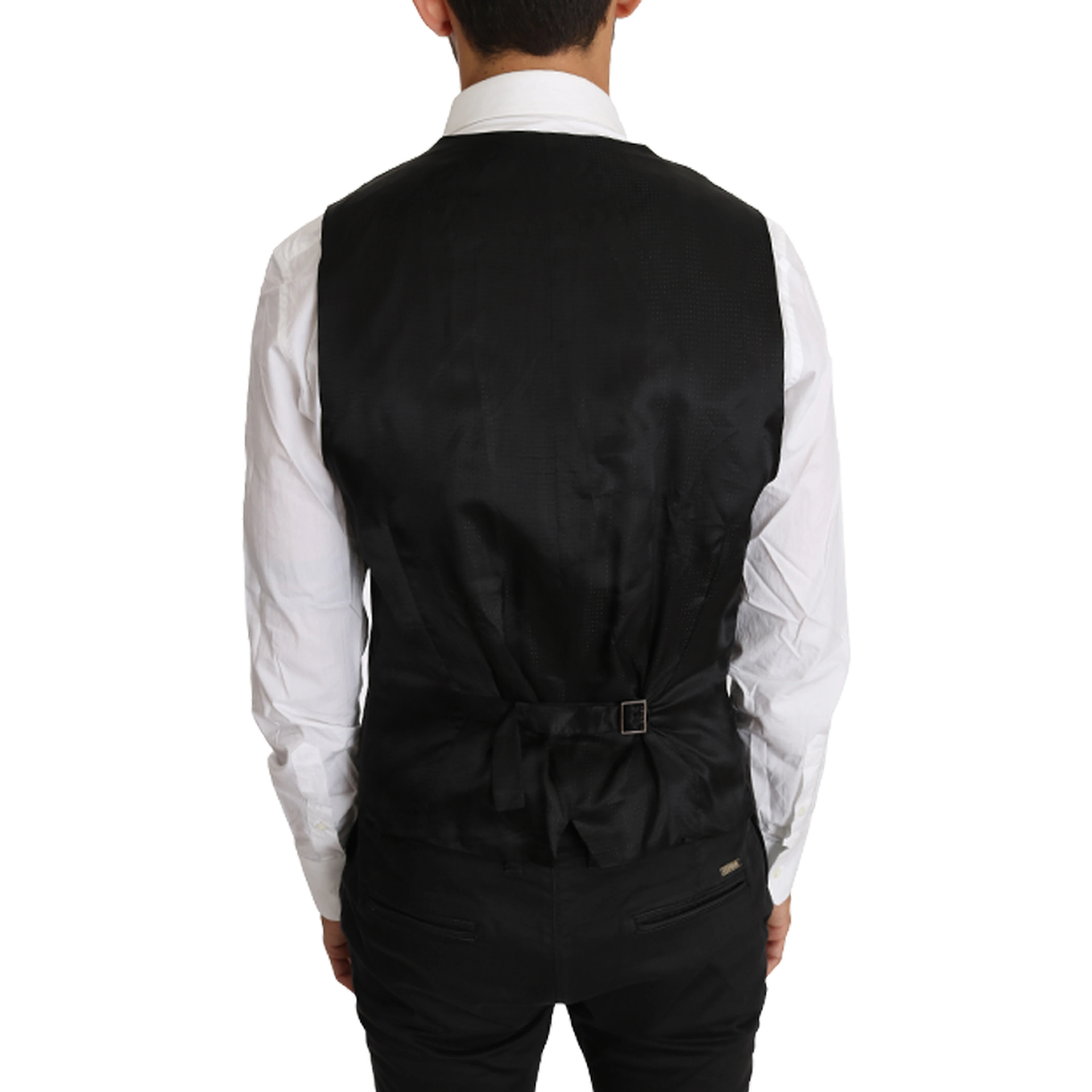 Gray Solid 100% Wool Waistcoat Vest