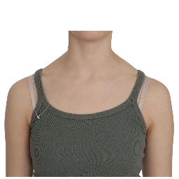 Green Spaghetti Strap Slim Fit Casual Tank Top Blouse
