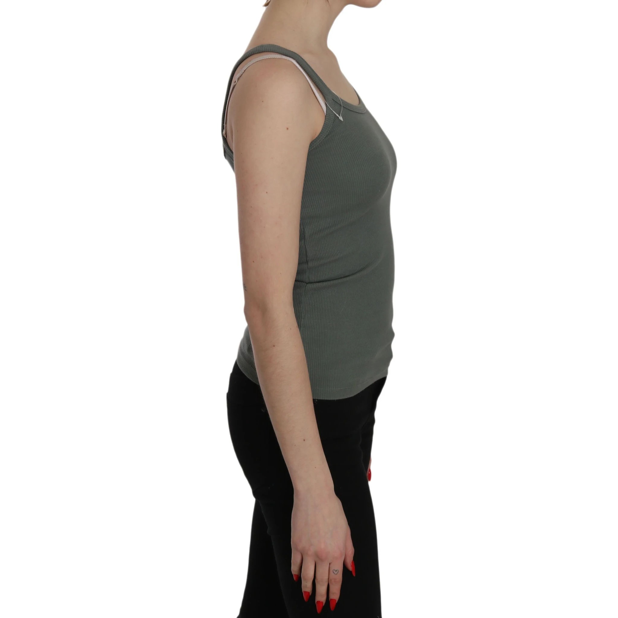 Green Spaghetti Strap Slim Fit Casual Tank Top Blouse