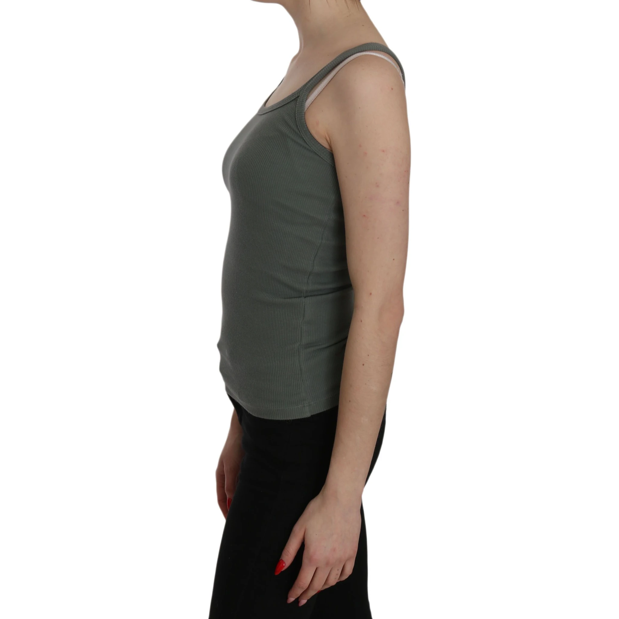 Green Spaghetti Strap Slim Fit Casual Tank Top Blouse