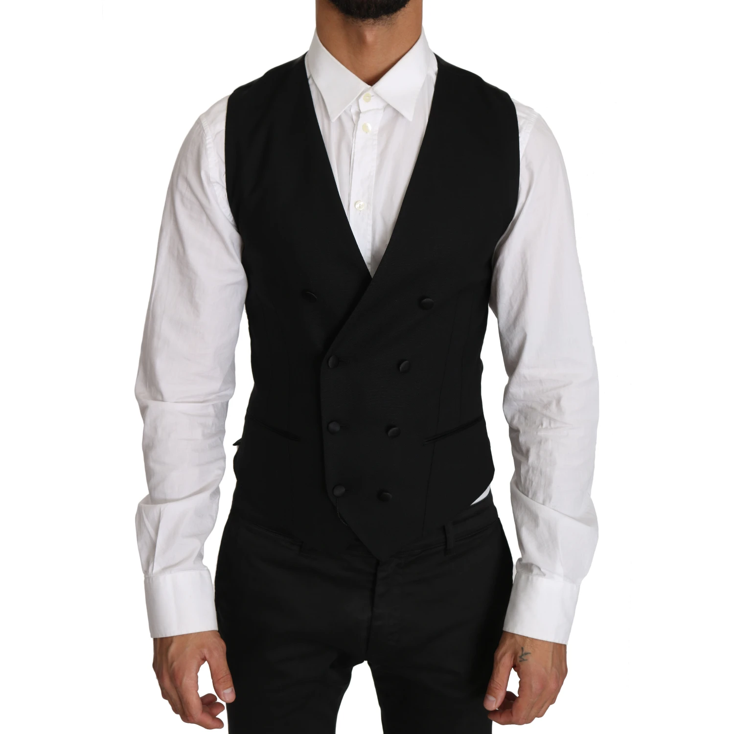 Gray Wool Double Breasted Waistcoat Vest