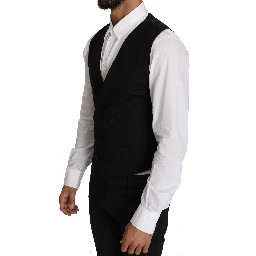 Gray Wool Double Breasted Waistcoat Vest