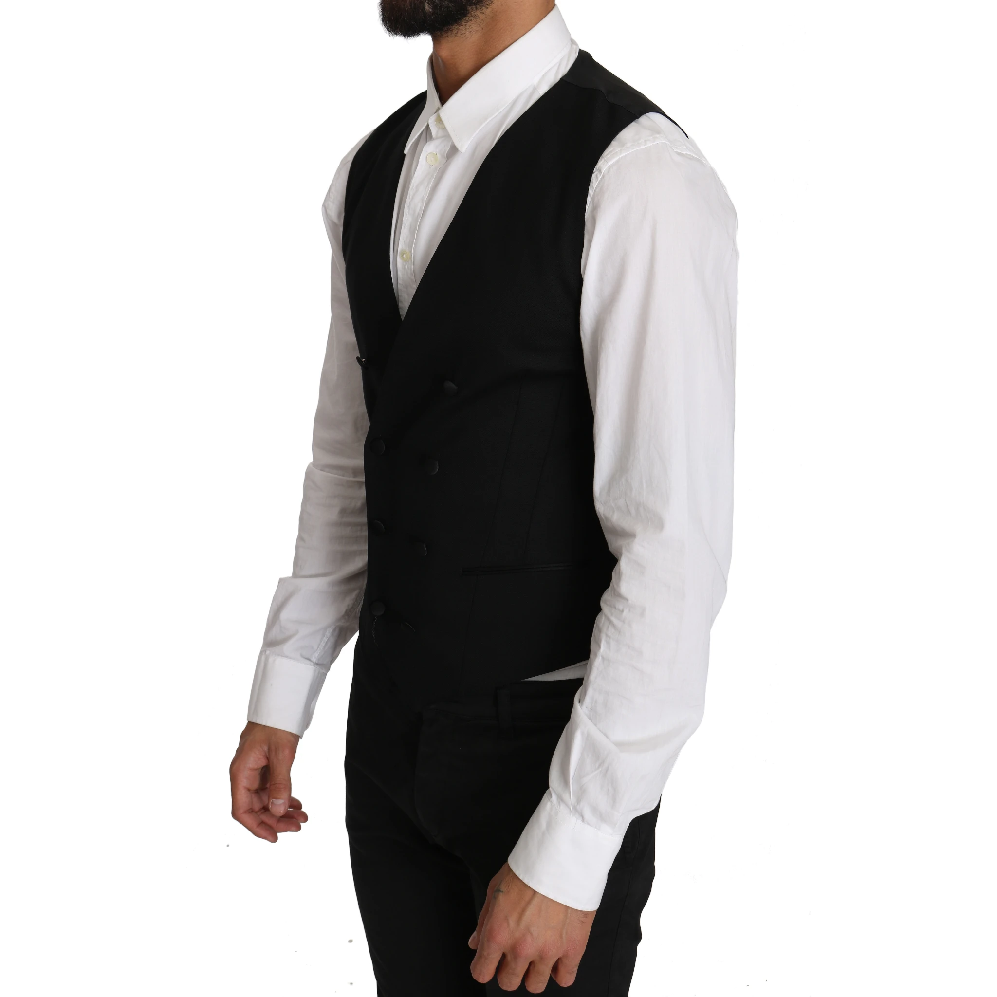 Gray Wool Double Breasted Waistcoat Vest