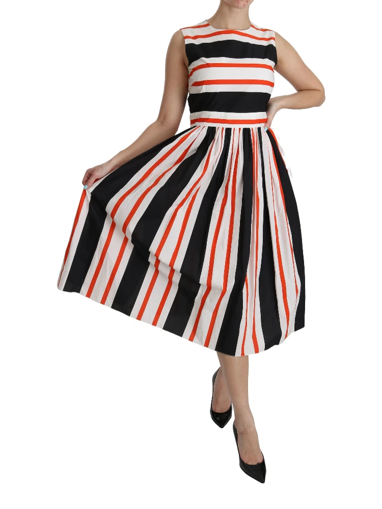 Multicolor Stripes A-Line Pleated Midi Dress alternative