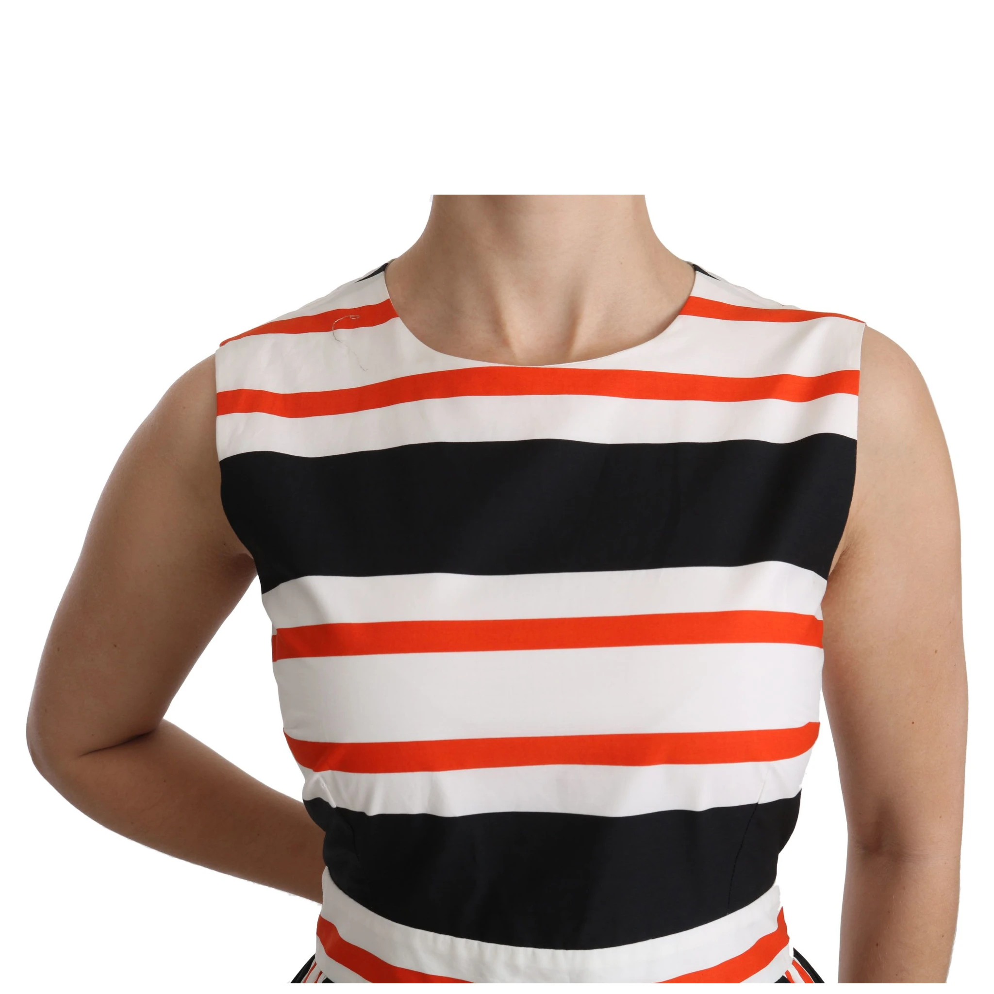 Multicolor Stripes A-Line Pleated Midi Dress