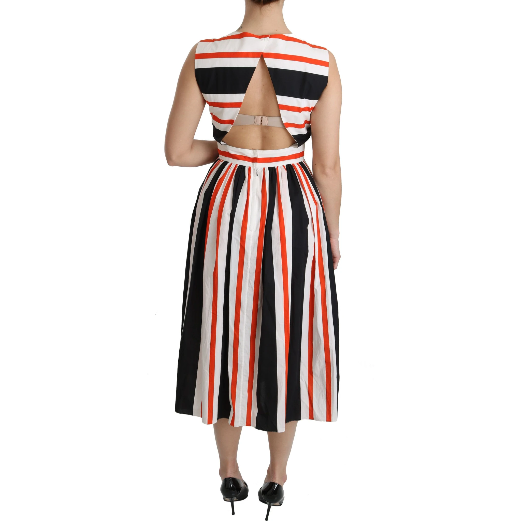 Multicolor Stripes A-Line Pleated Midi Dress