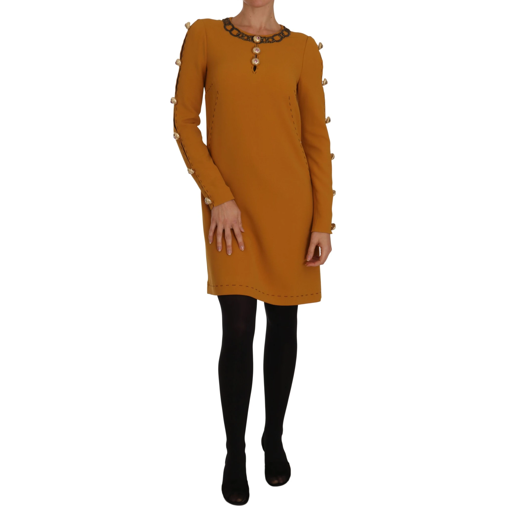 Brown Mini Crystal Embellished Dress