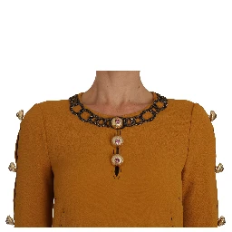 Brown Mini  Crystal Embellished Dress