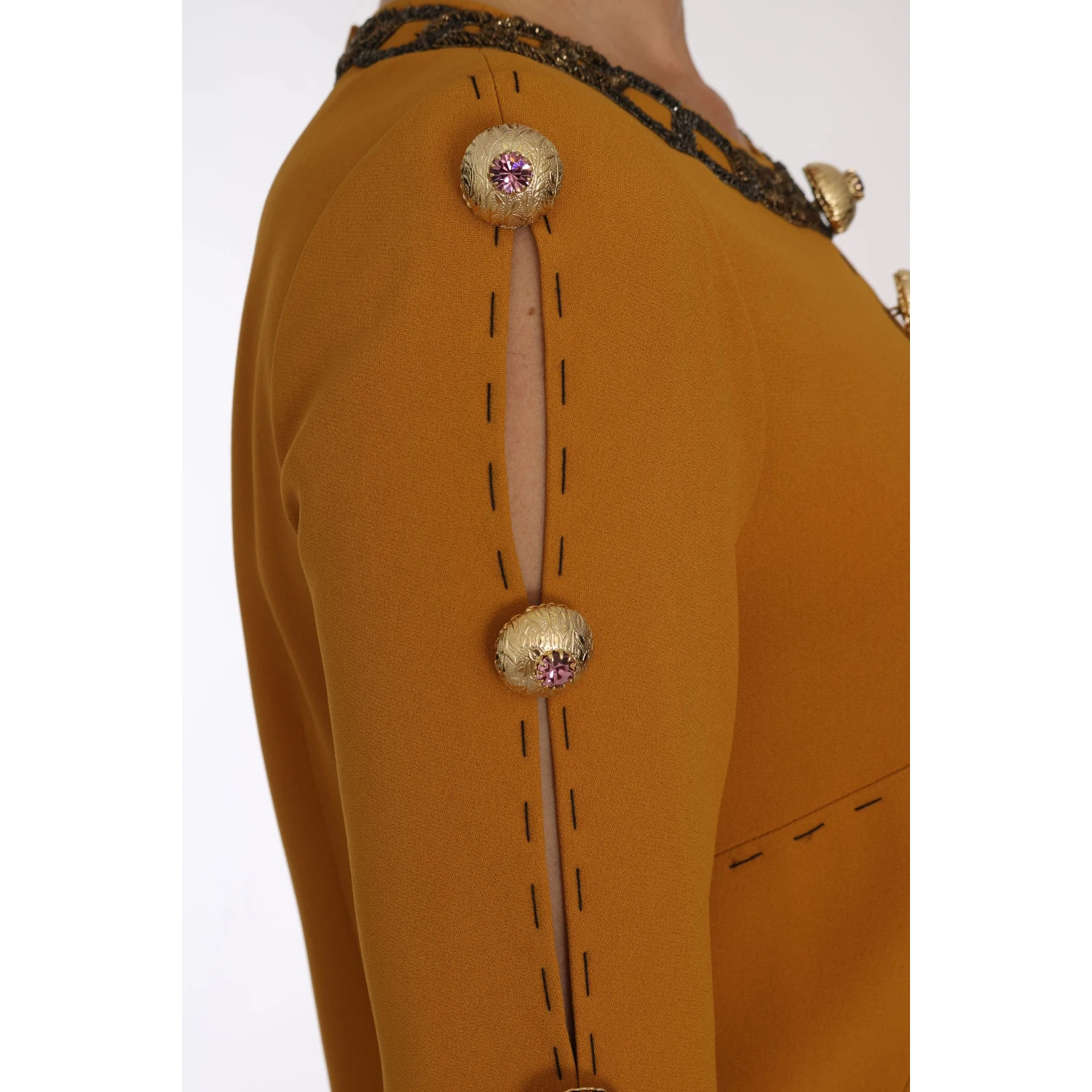 Brown Mini Crystal Embellished Dress