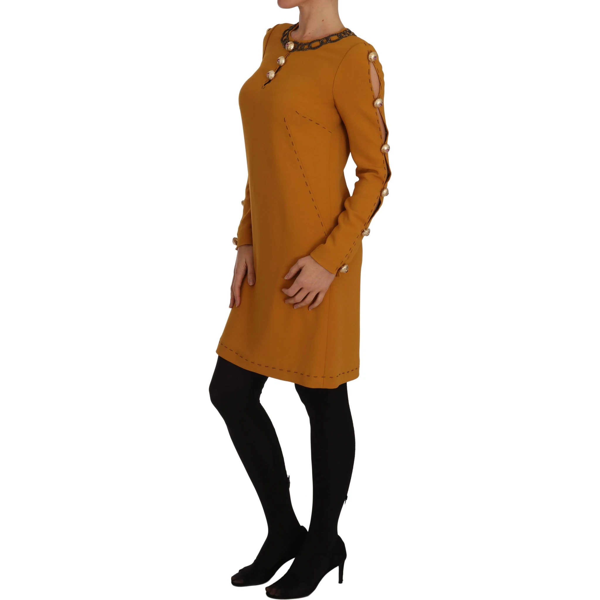 Brown Mini Crystal Embellished Dress