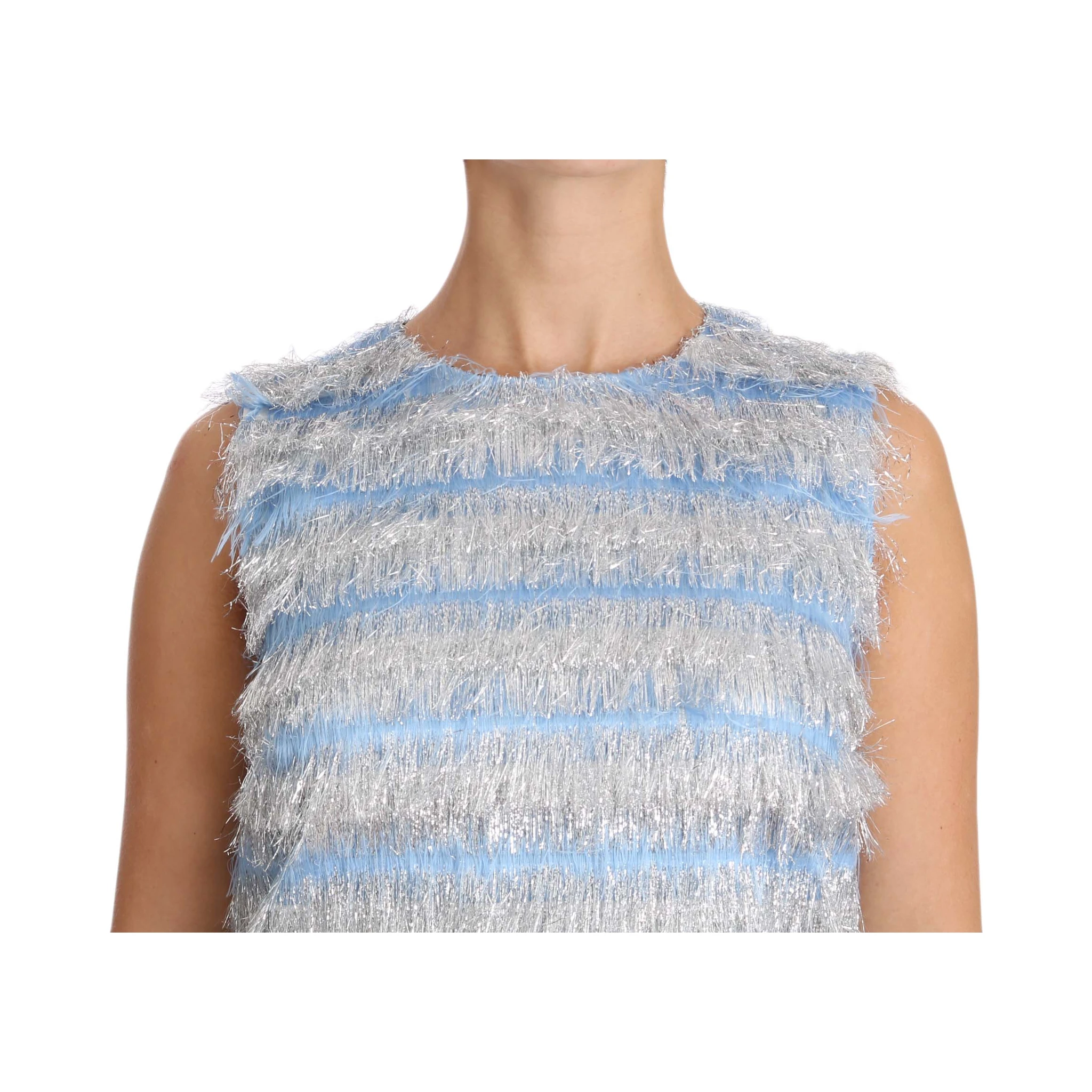 Light Blue Silver Shift Gown Dress