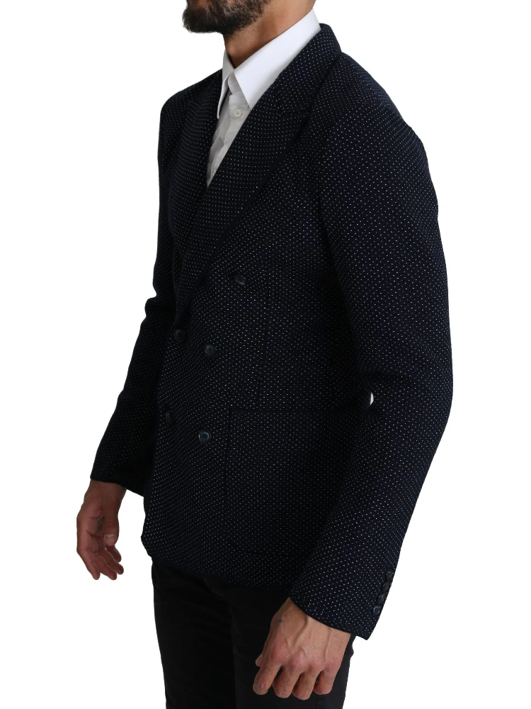 Dark Blue Dotted Double Breasted Coat Blazer alternative