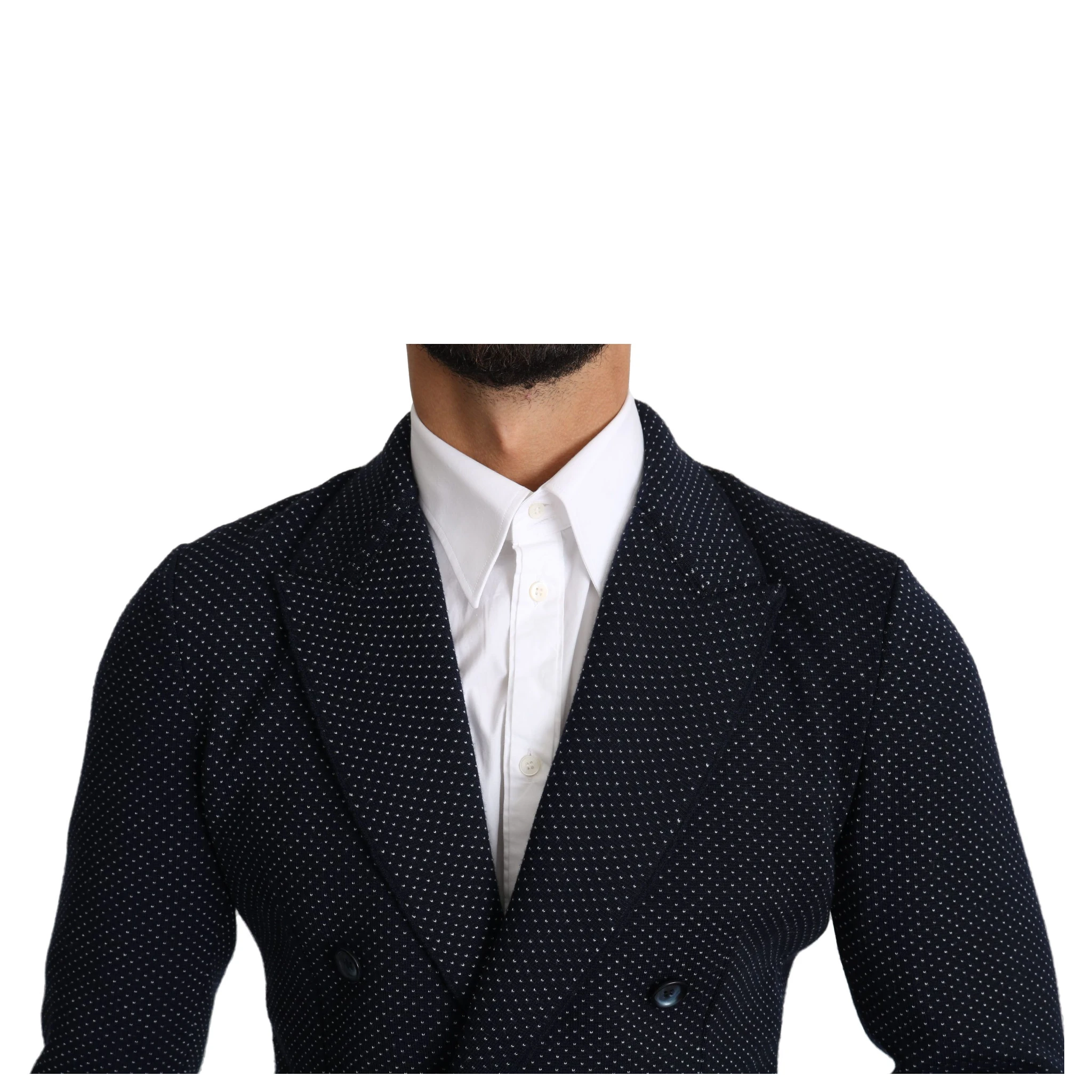 Dark Blue Dotted Double Breasted Coat Blazer