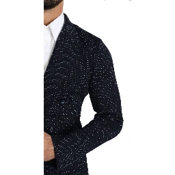 Dark Blue Dotted Double Breasted Coat Blazer