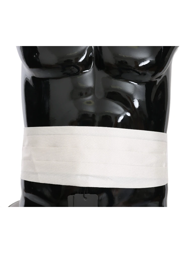White Men Waist Belt 100% Silk Cummerbund