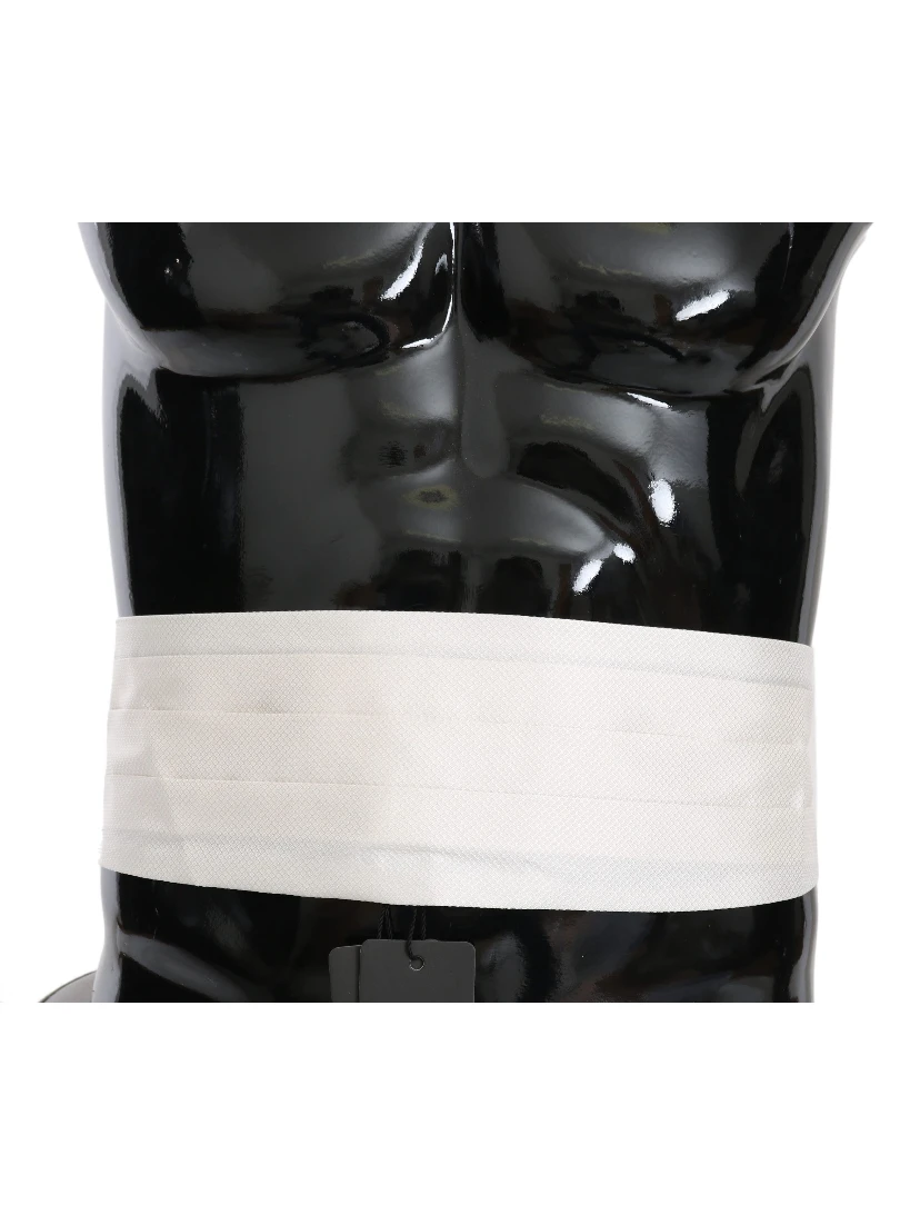 White Men Waist Belt 100% Silk Cummerbund