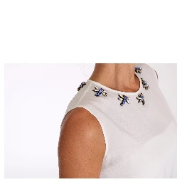 White Silk Crystal Embellished Fly T-shirt