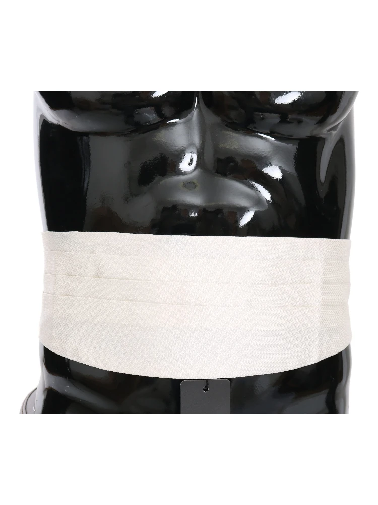 White Men Waist Belt 100% Silk Cummerbund