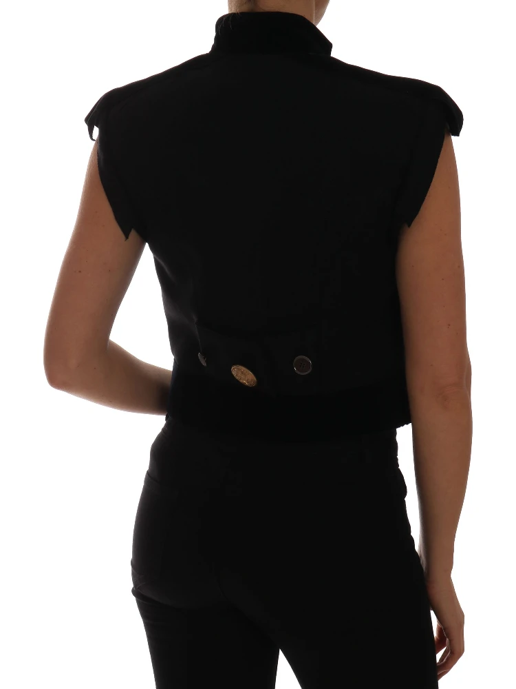 Black Embellished Floral Military Jacket Vest alternative