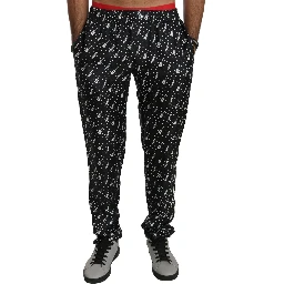 Silk Black Musical Instrument Trouser Pants