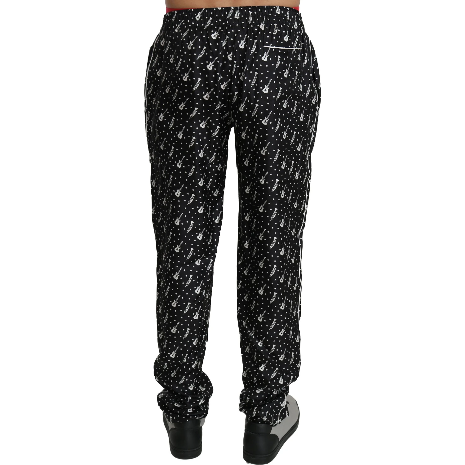 Silk Black Musical Instrument Trouser Pants