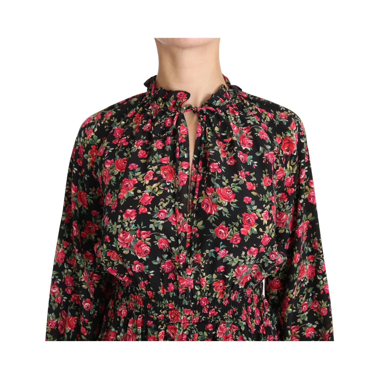 Black Rose Print Floral Shirt Top Blouse