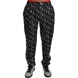 Silk Black Musical Instrument Trouser Pants
