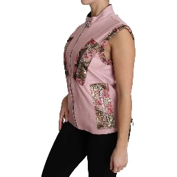 Pink Zippered Lamb Sleeveless Vest Leather Jacket