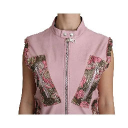 Pink Zippered Lamb Sleeveless Vest Leather Jacket