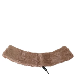 Beige Fur Neck Collar Lambskin Scarf