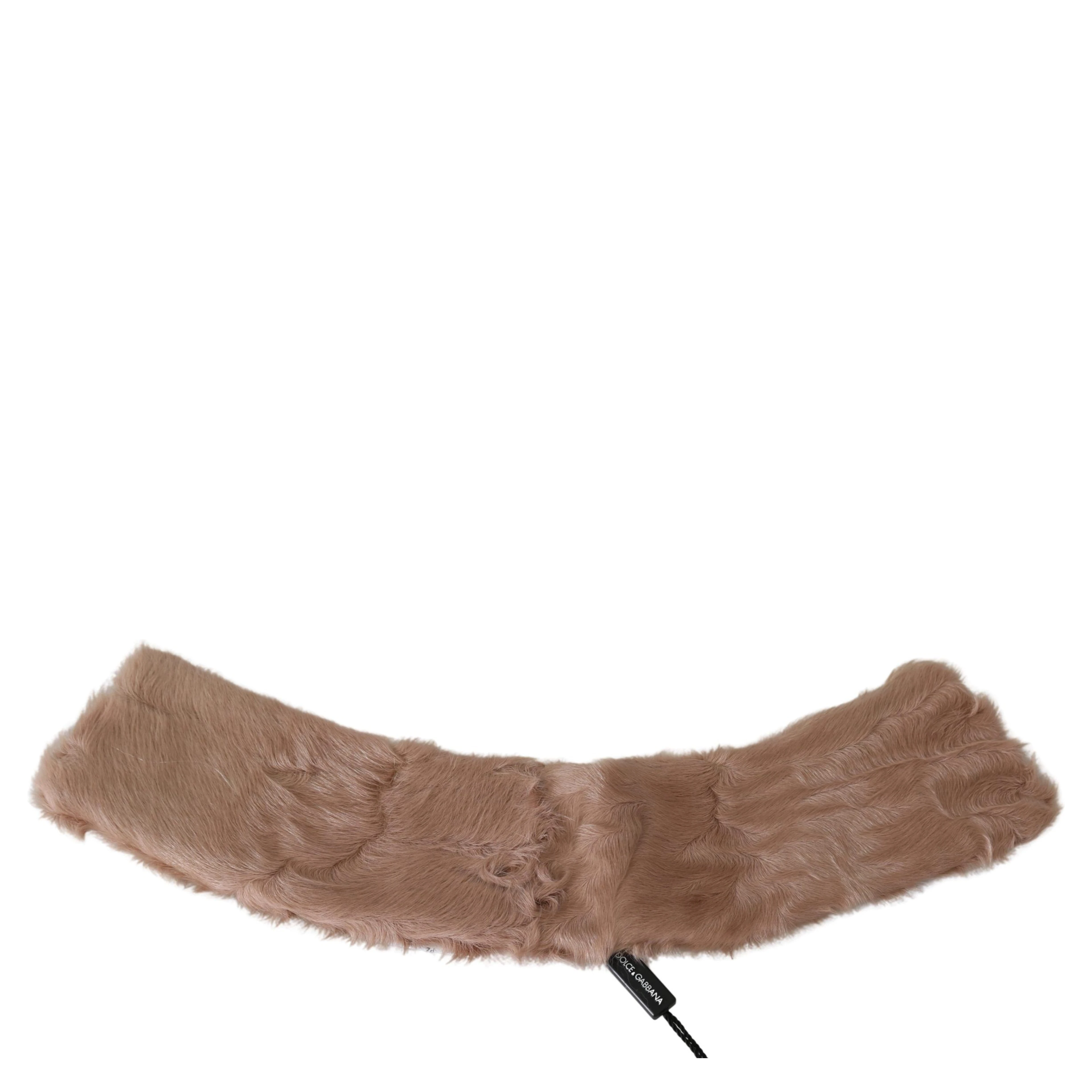 Beige Fur Neck Collar Lambskin Scarf