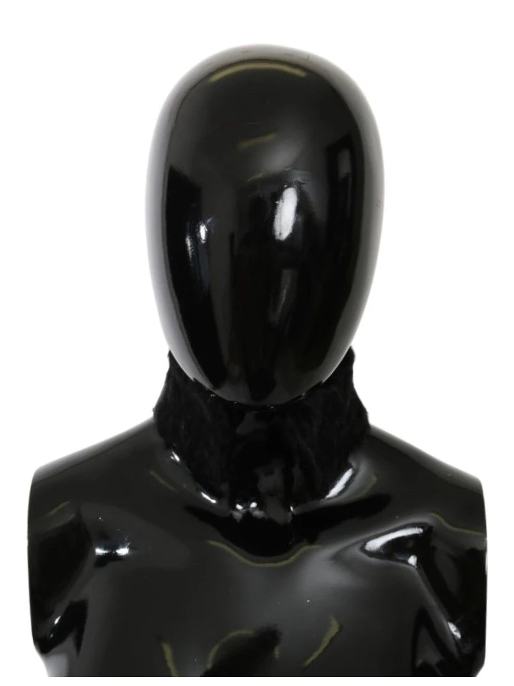 Black Fur Neck Collar Wrap Lambskin Scarf