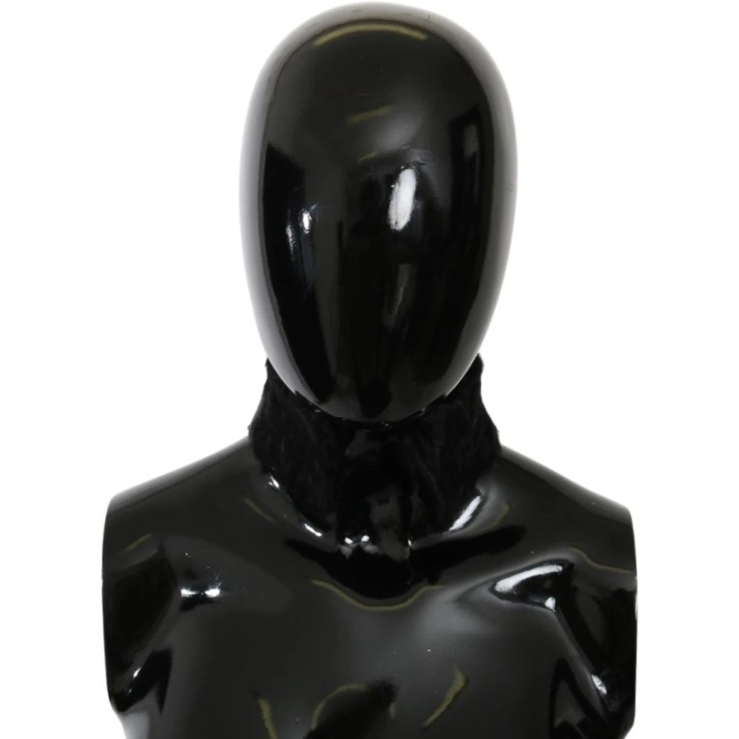 Black Fur Neck Collar Wrap Lambskin Scarf