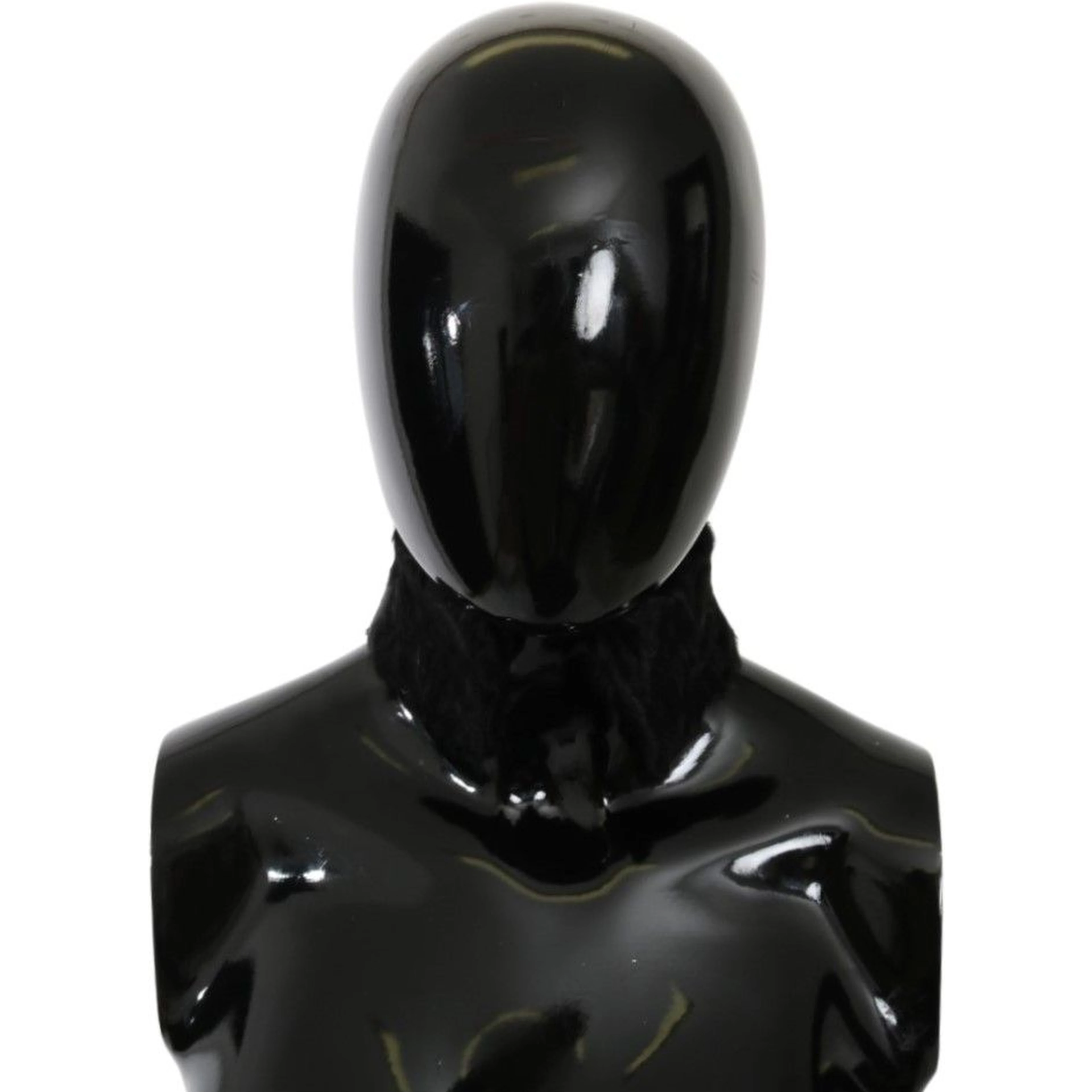 Black Fur Neck Collar Wrap Lambskin Scarf