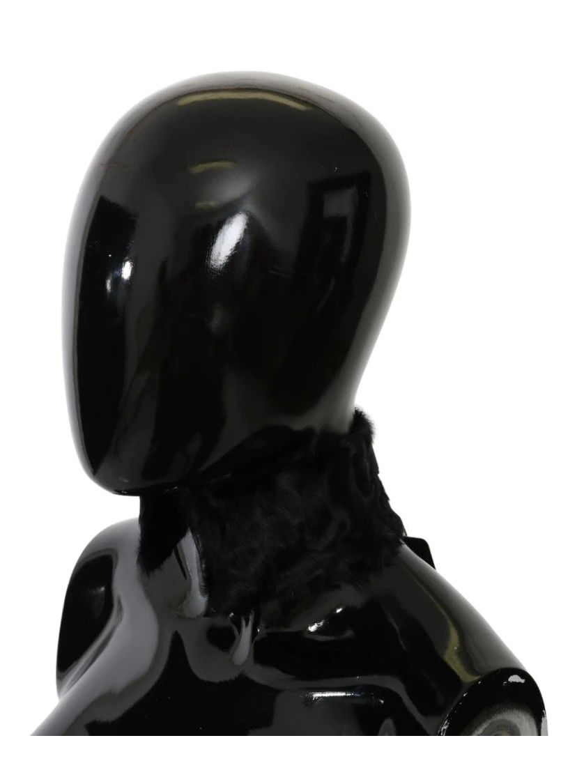 Black Fur Neck Collar Wrap Lambskin Scarf