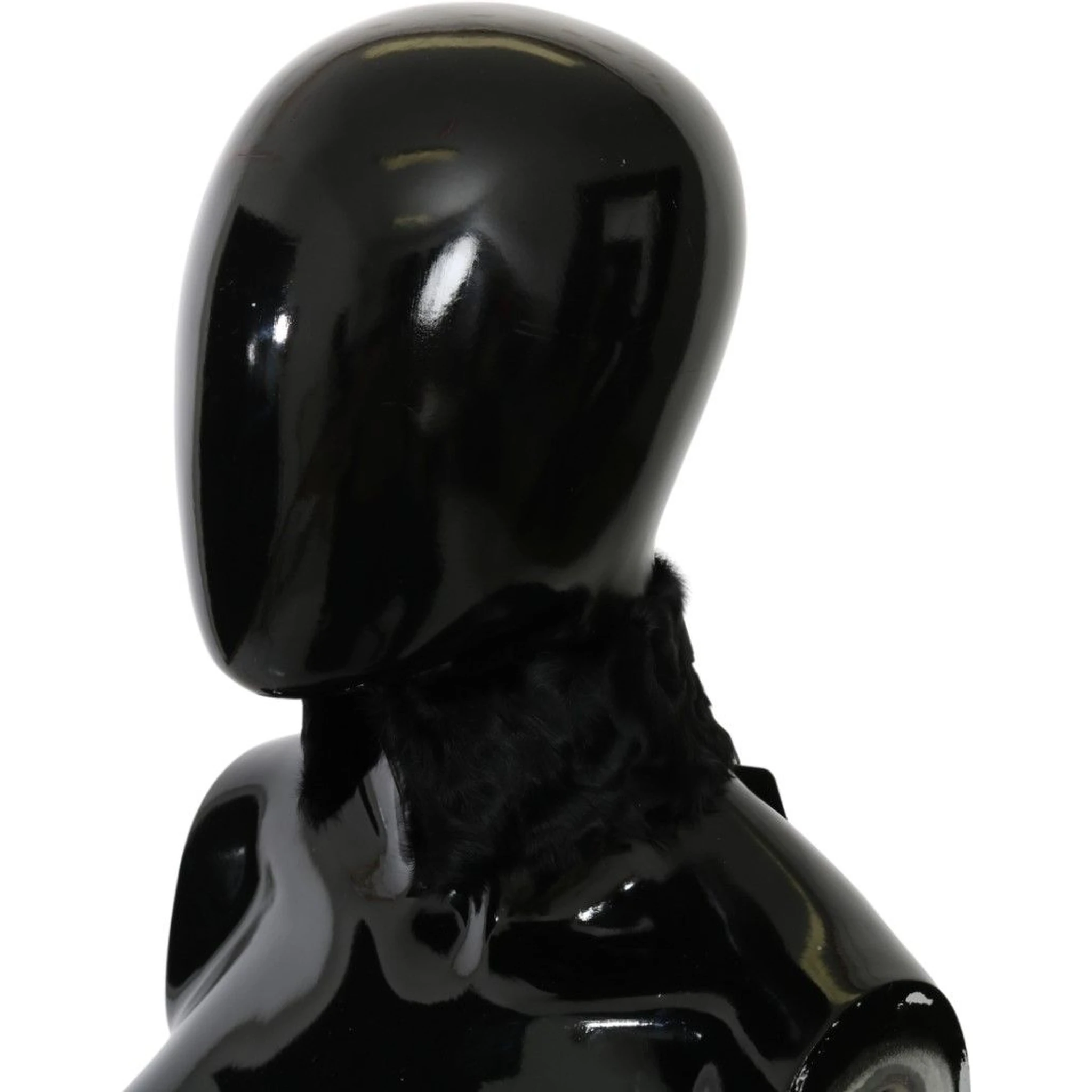 Black Fur Neck Collar Wrap Lambskin Scarf