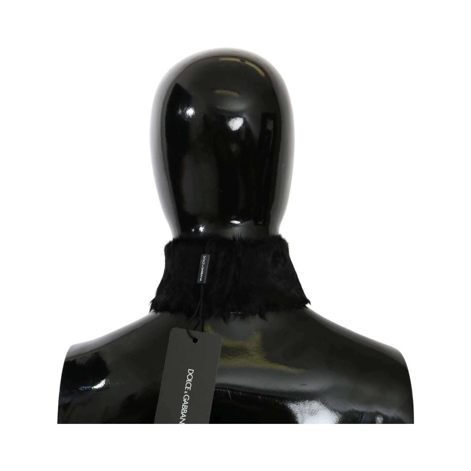 Black Fur Neck Collar Wrap Lambskin Scarf