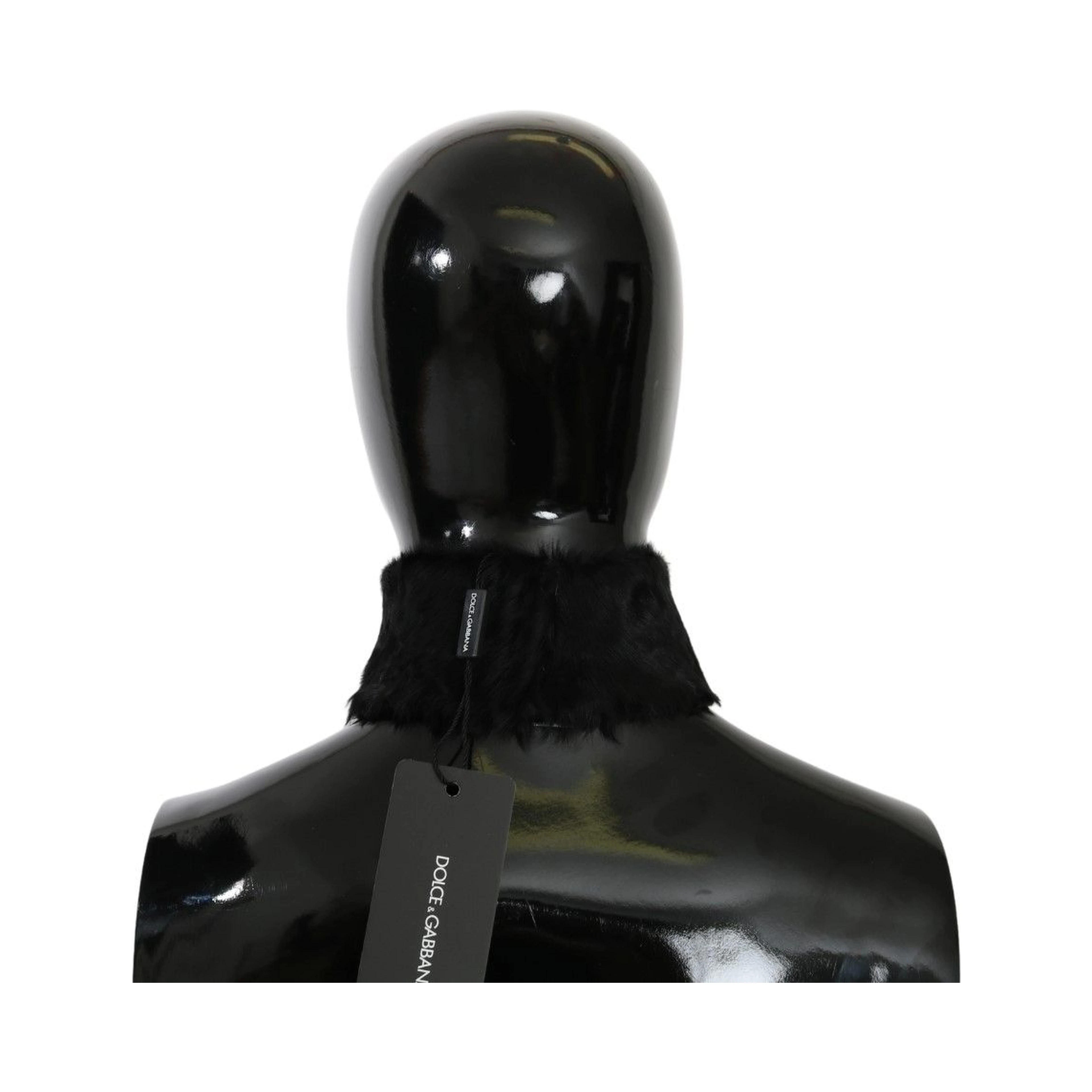 Black Fur Neck Collar Wrap Lambskin Scarf