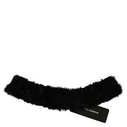 Black Fur Neck Collar Wrap Lambskin Scarf