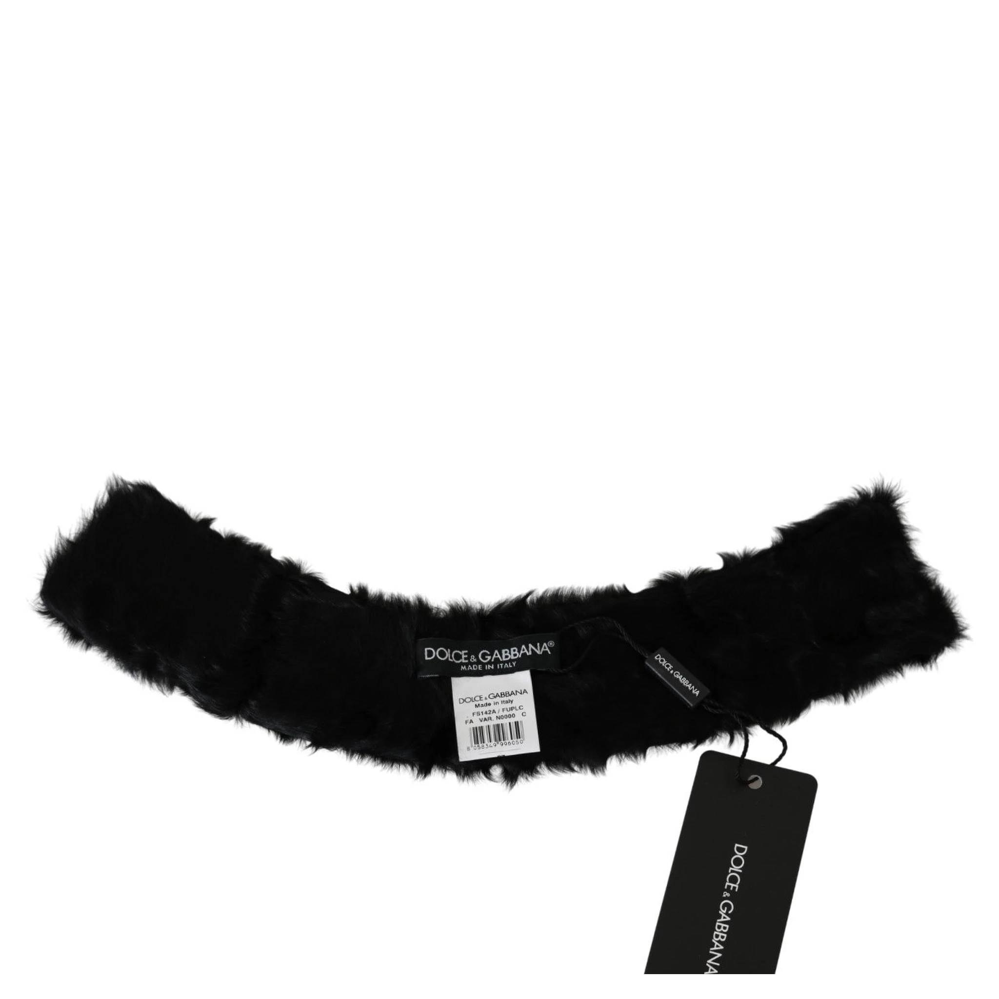 Black Fur Neck Collar Wrap Lambskin Scarf
