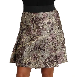 A-Line Mini Floral Print Jaquard Skirt