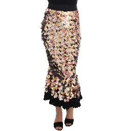 Gold Sequined Peplum High Waist Skirt