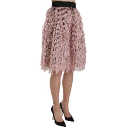 Pink Gold Fringe Metallic Pencil A-line Skirt