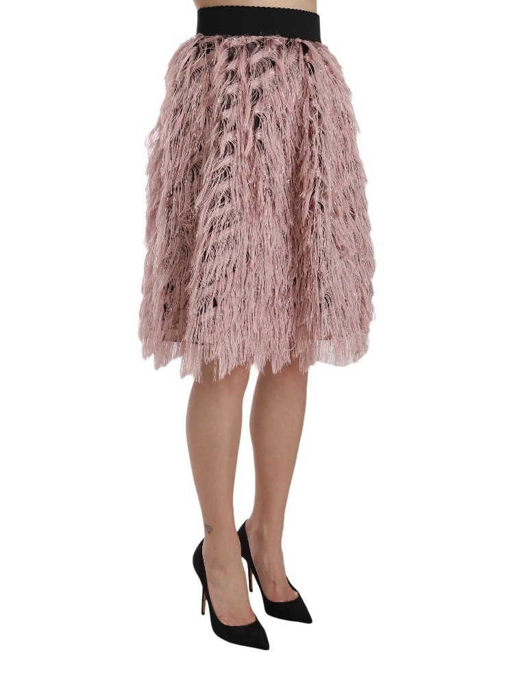 Pink Gold Fringe Metallic Pencil A-line Skirt alternative