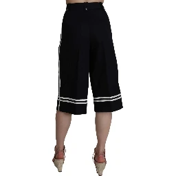 Black Cotton Cropped Embellished Pants