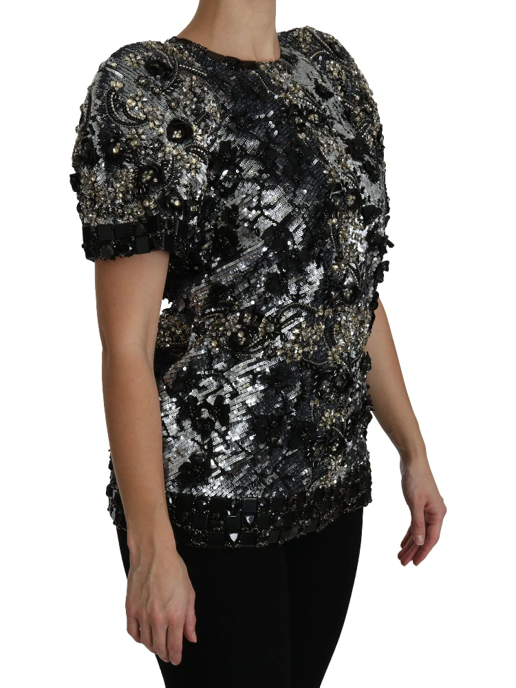 Black Sequined Crystal Embellished Top Blouse alternative