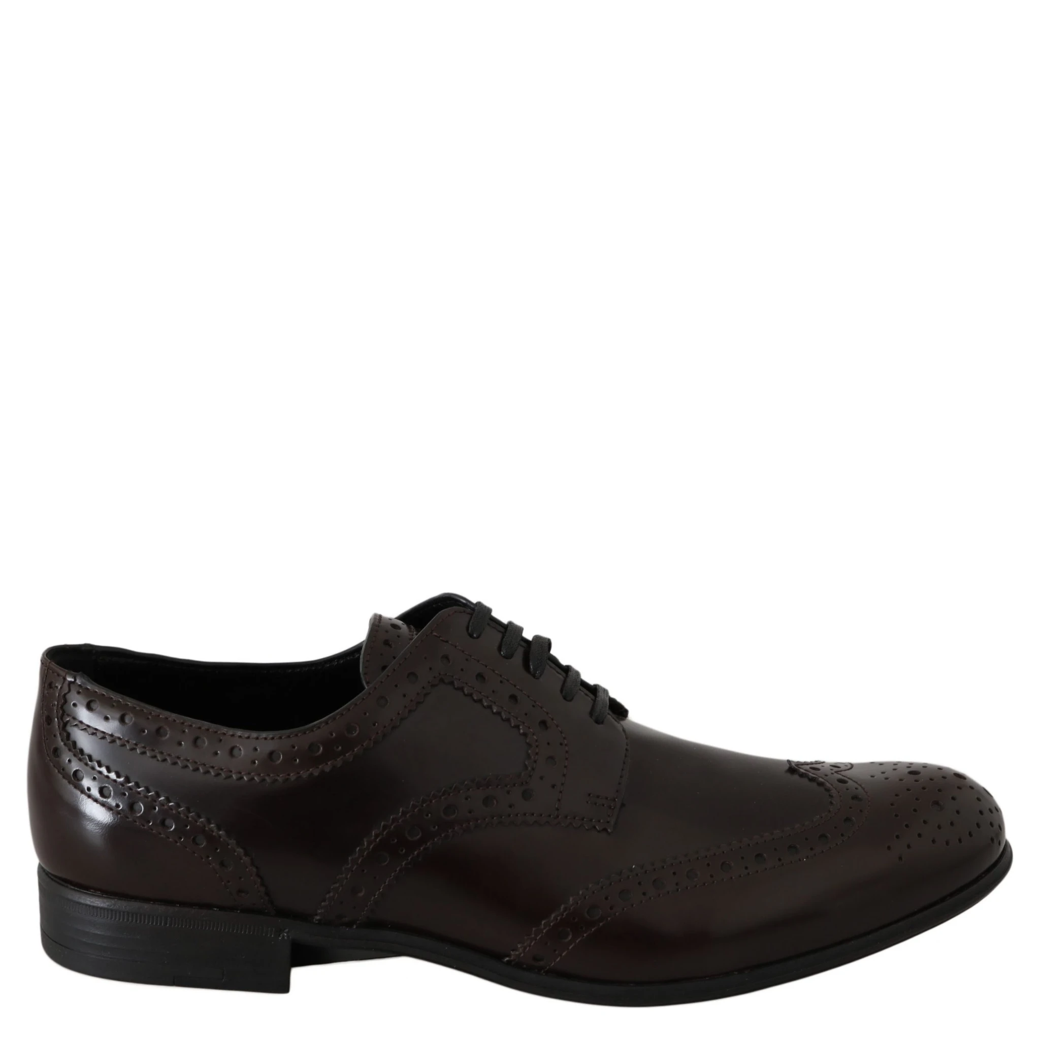Brown Leather Broques Oxford Wingtip Shoes