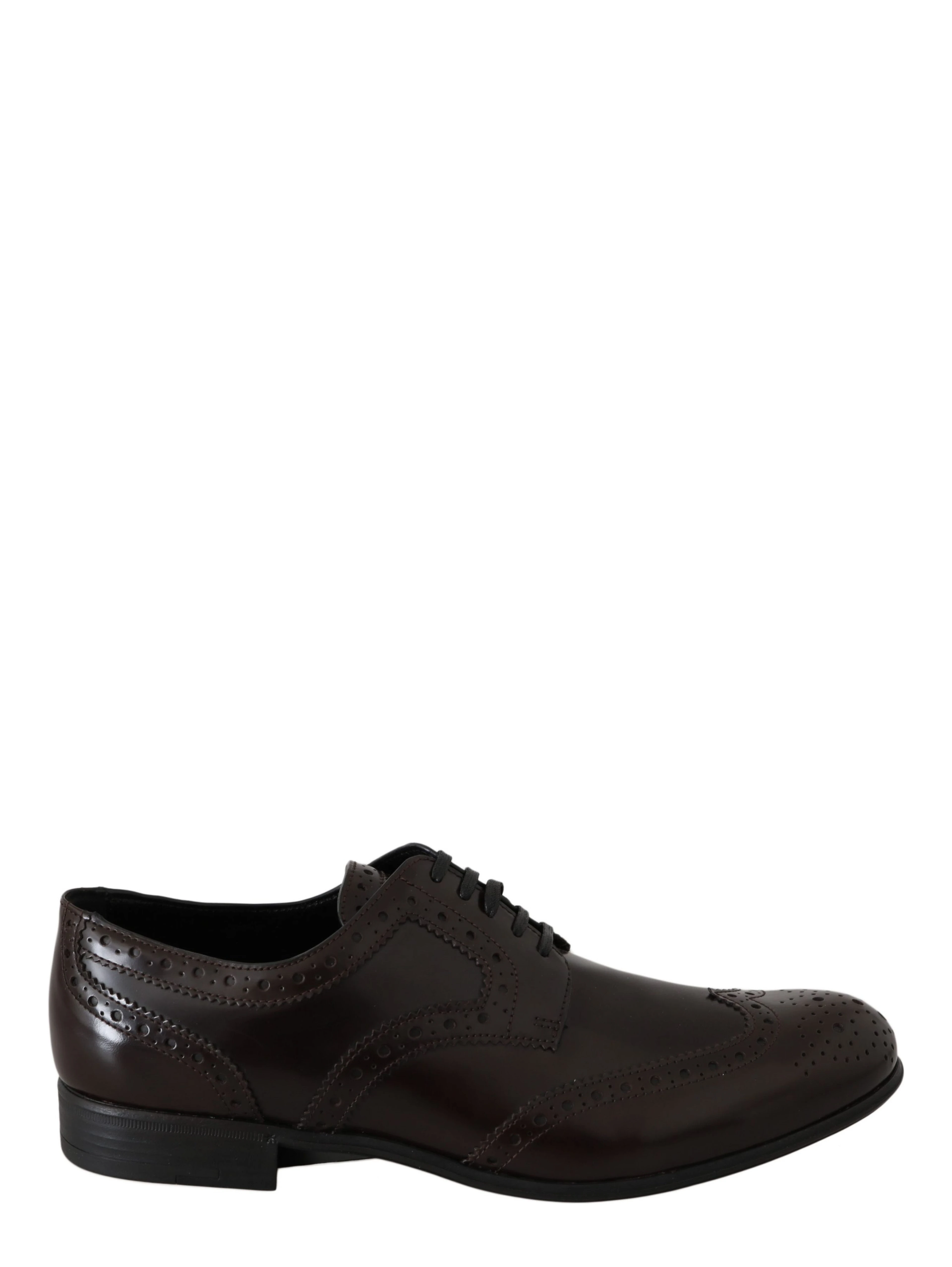 Brown Leather Broques Oxford Wingtip Shoes