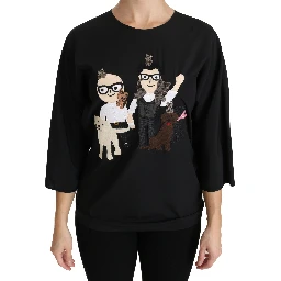 Black #dgfamily Top T-shirt Silk Blouse