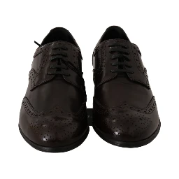 Brown Leather Broques Oxford Wingtip Shoes